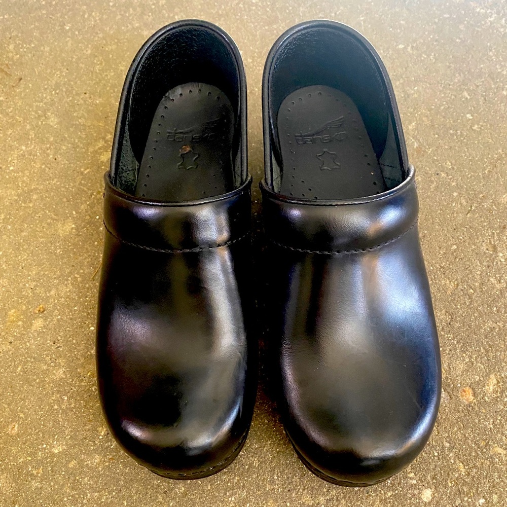 Dansko Black Leather Clogs